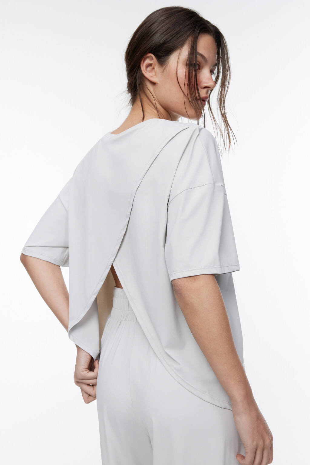 Футболка oversize спортивная гладкая - цвет серый - 1