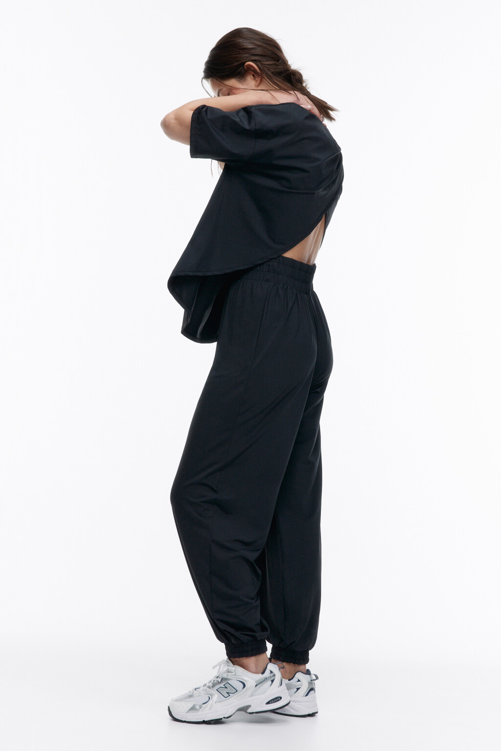 Футболка oversize спортивная гладкая - цвет черный - 1