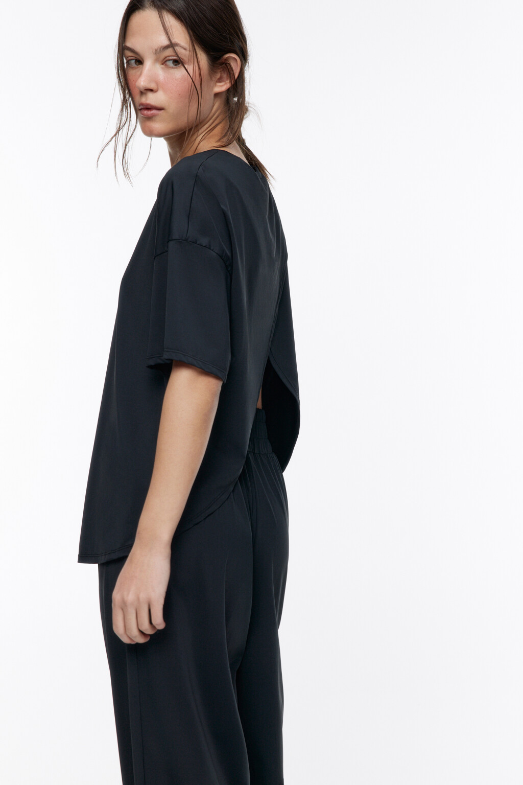 Футболка oversize спортивная гладкая - цвет черный - 2