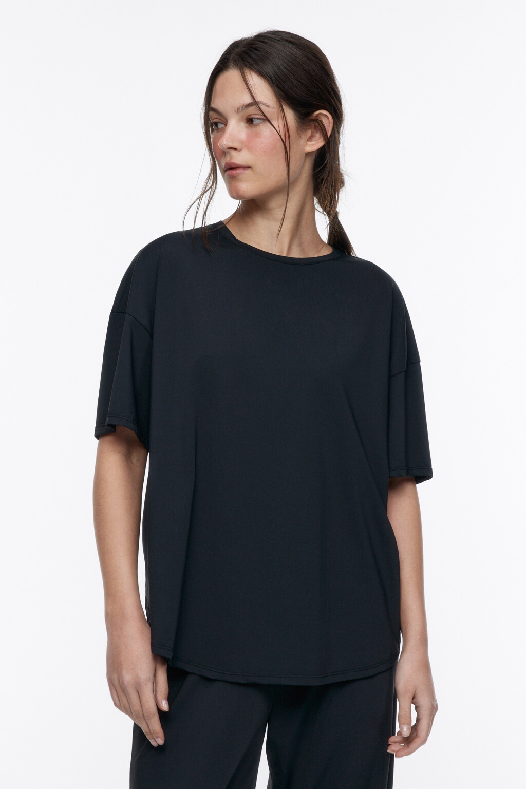 Футболка oversize спортивная гладкая - цвет черный - 3