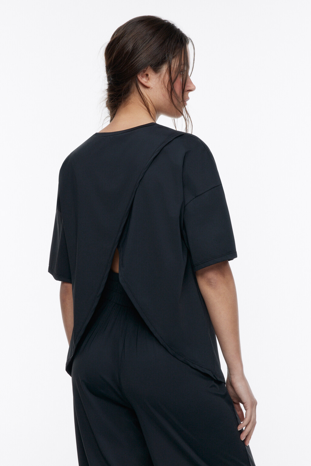 Футболка oversize спортивная гладкая - цвет черный - 5