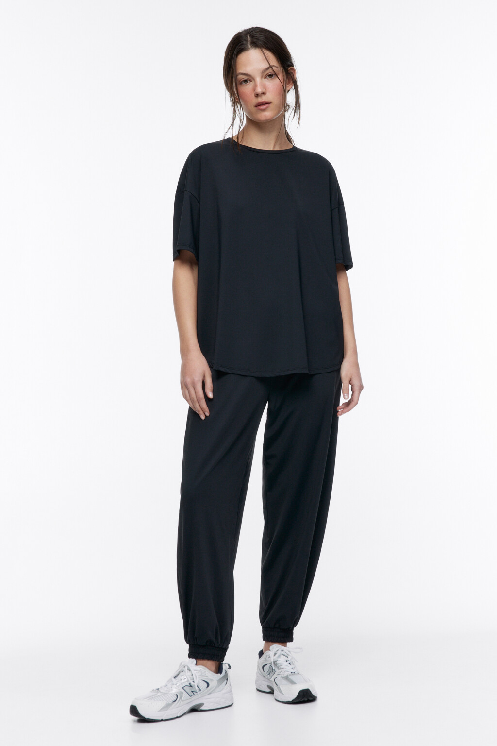 Футболка oversize спортивная гладкая - цвет черный - 6