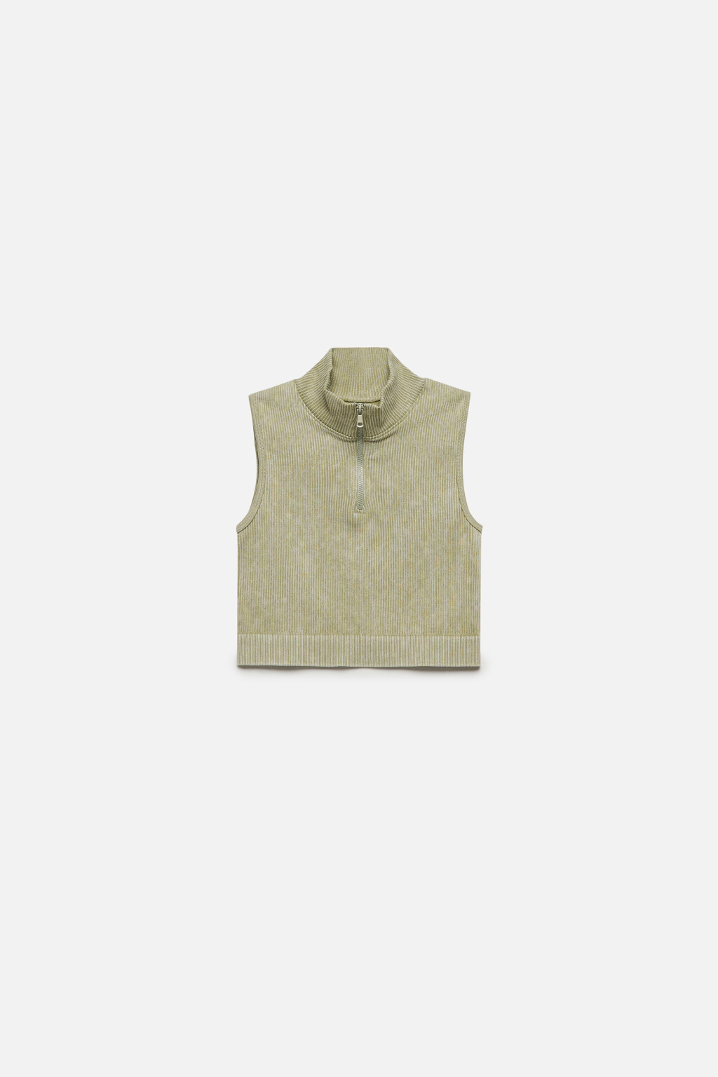 Топ спортивный с воротником-стойкой на молнии - цвет зеленый - 7