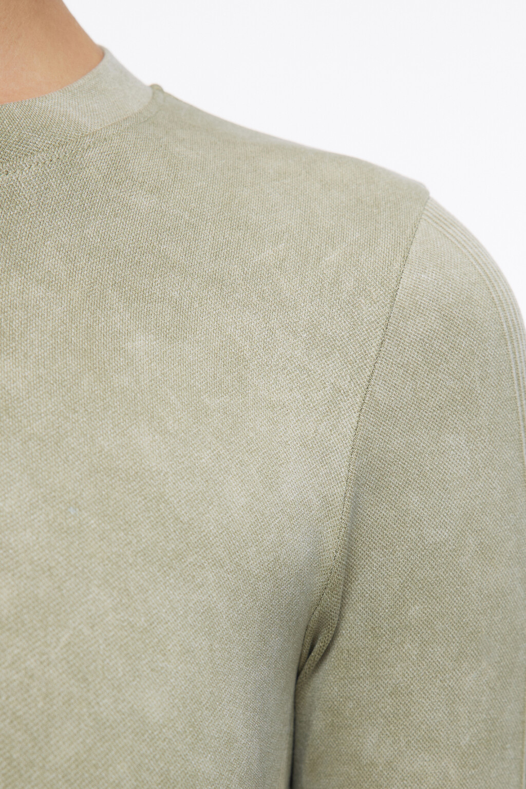 Лонгслив спортивный с молнией на груди - цвет зеленый - 7