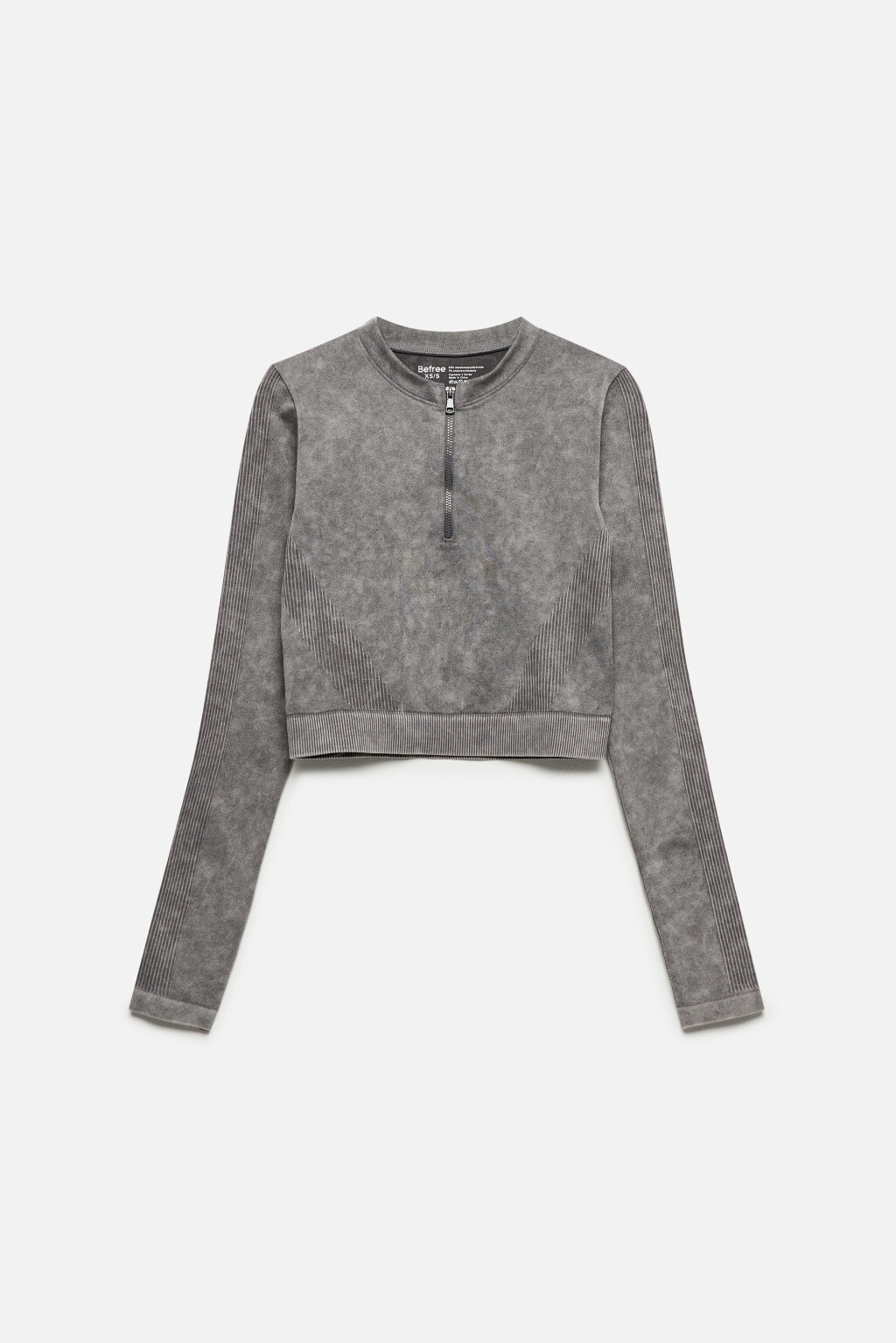 Лонгслив спортивный с молнией на груди - цвет серый - 8