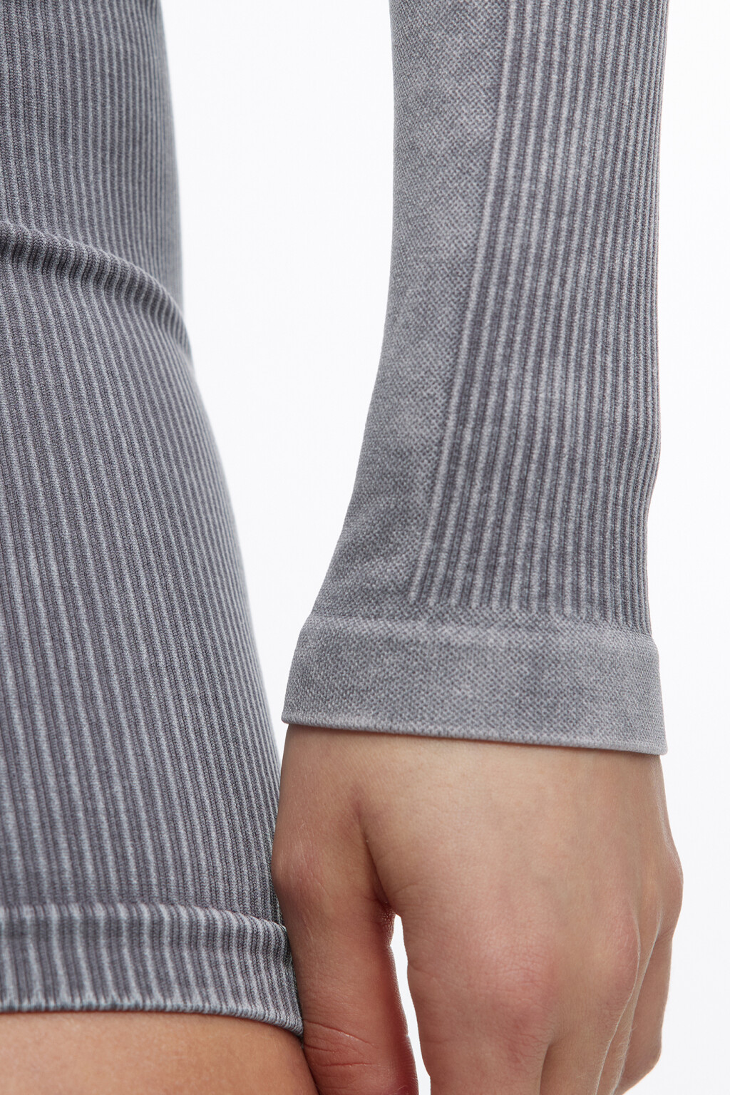 Лонгслив спортивный с молнией на груди - цвет серый - 7