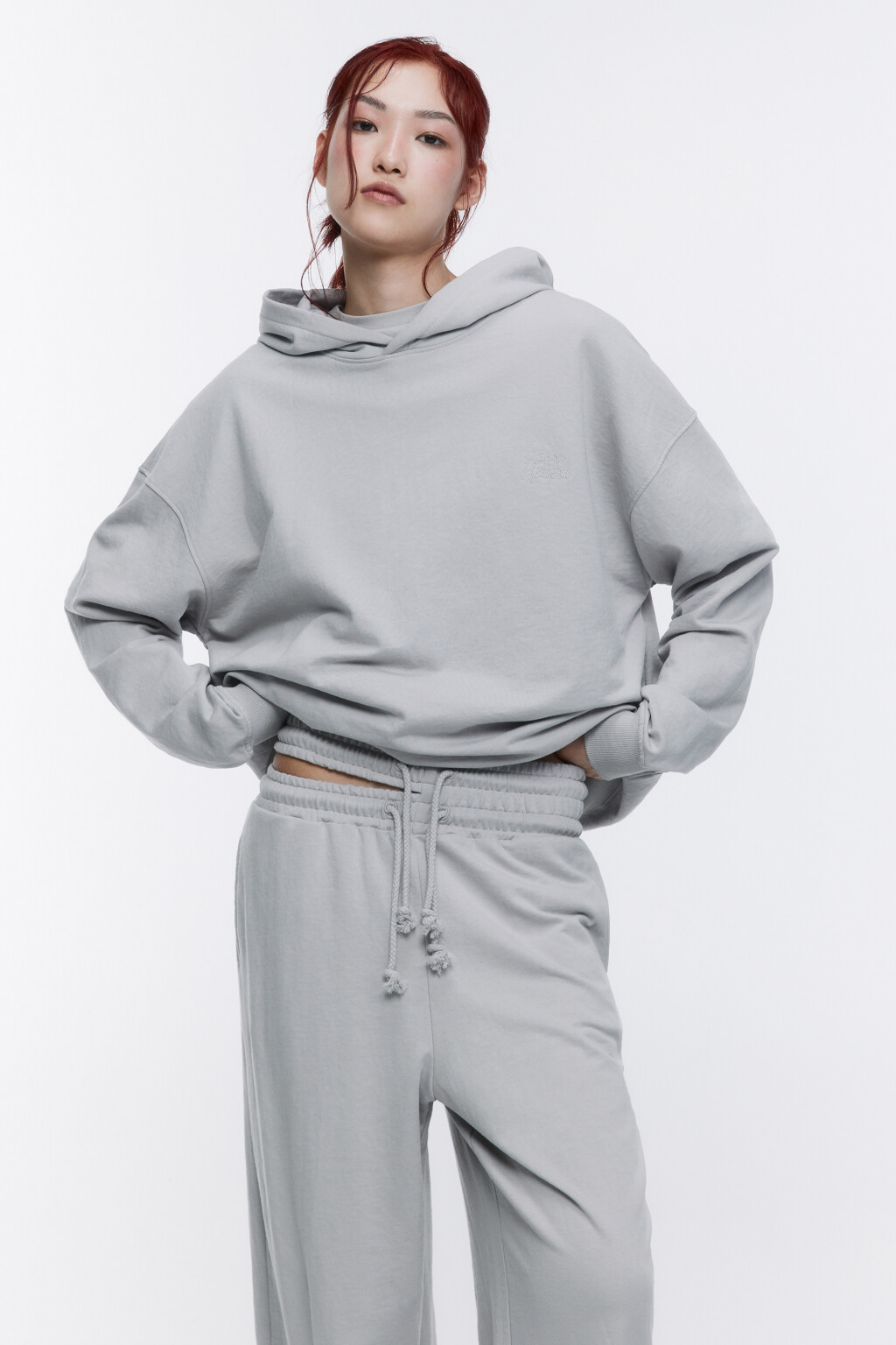 Худи oversize спортивная с вареным эффектом - цвет серый - 1