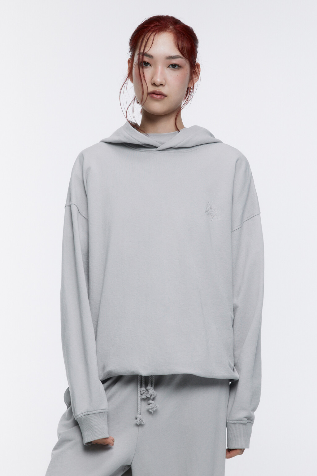 Худи oversize спортивная с вареным эффектом - цвет серый - 2