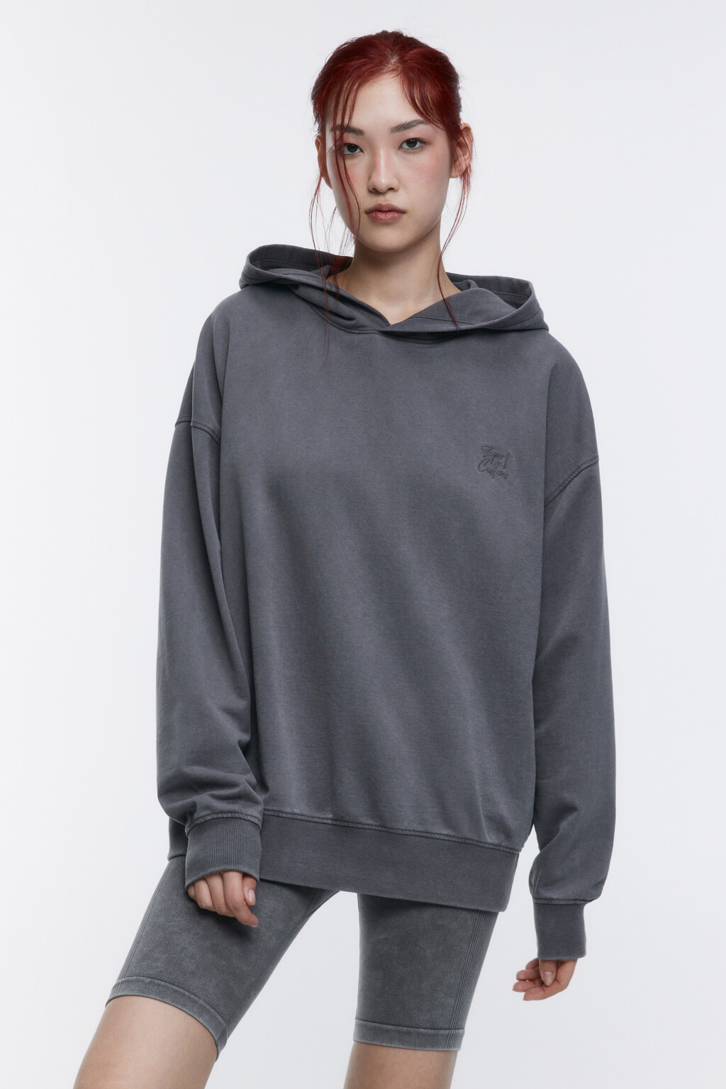 Худи oversize спортивная с вареным эффектом - цвет серый - 2