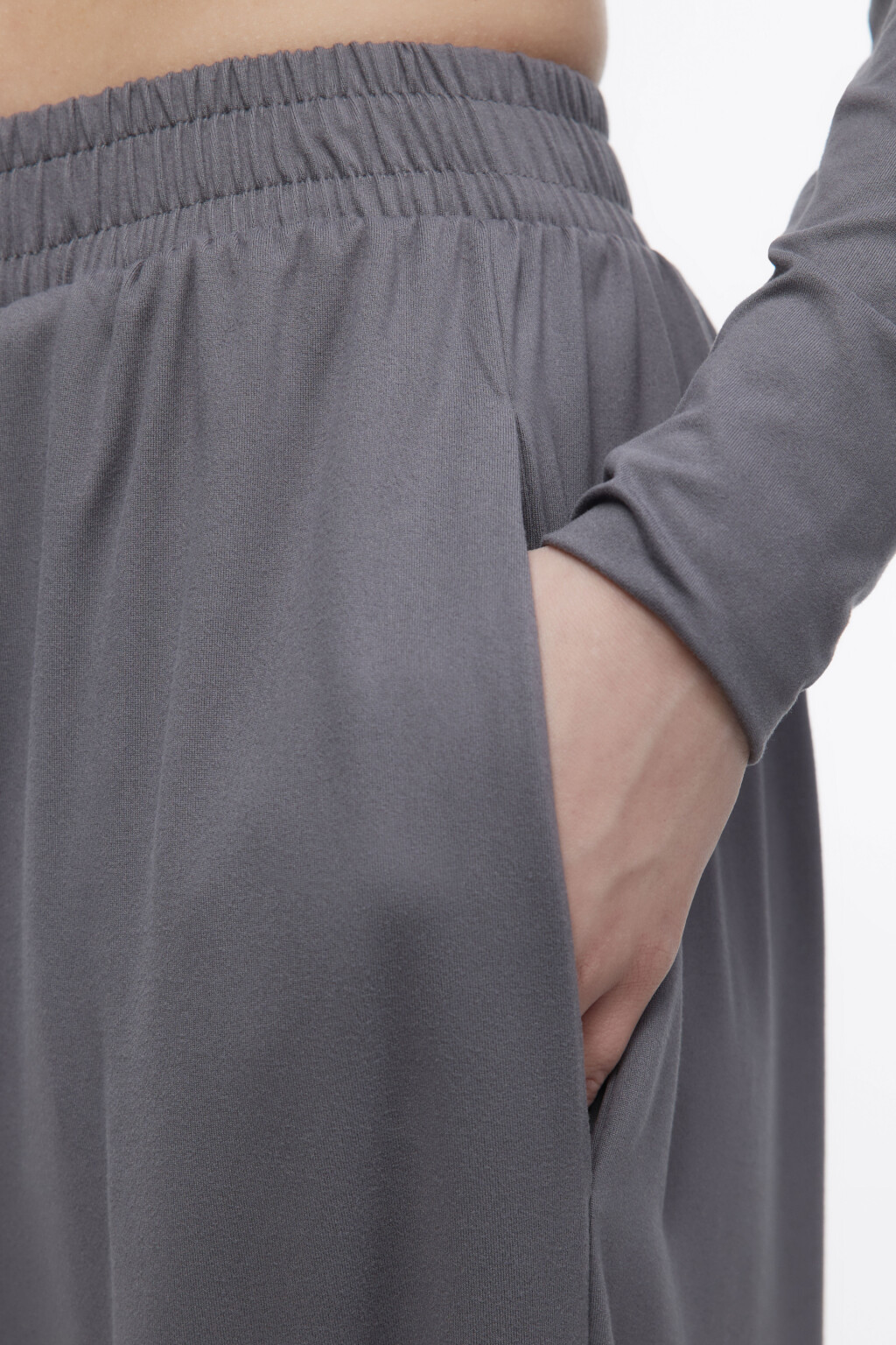 Брюки широкие домашние с поясом-резинкой - цвет серый - 7