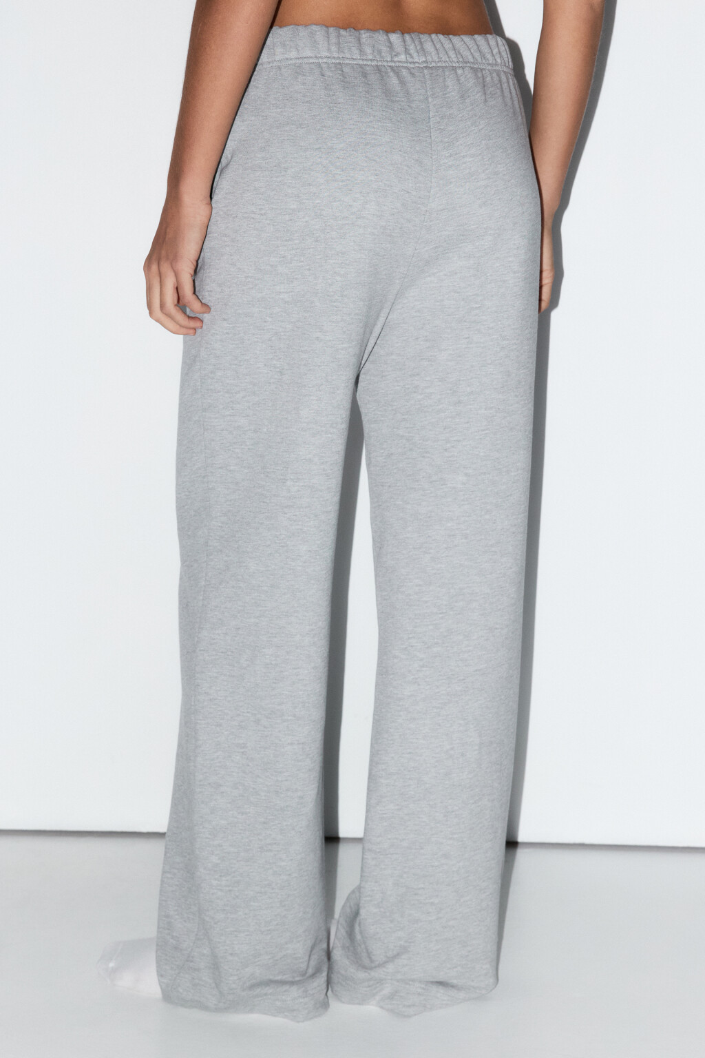 Брюки домашние трикотажные с поясом-резинкой - цвет серый - 3