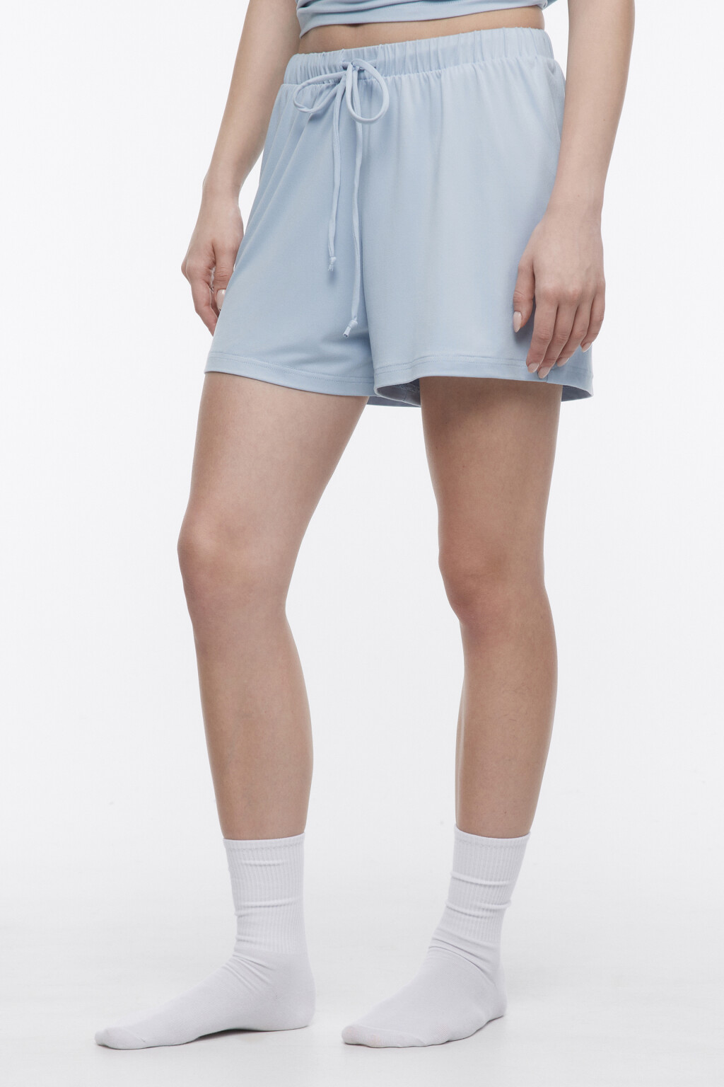 Шорты мини домашние трикотажные - цвет голубой - 3