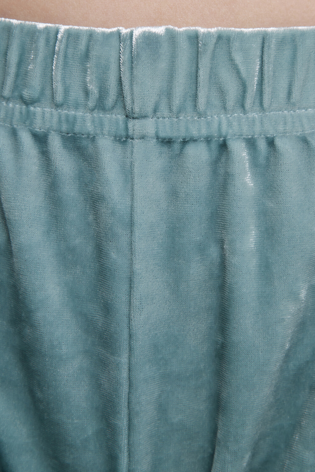 Шорты домашние бархатные с кружевом - цвет голубой - 5