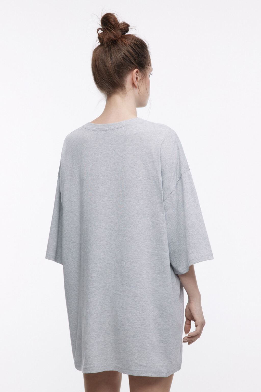 Платье-футболка домашнее с принтом - цвет серый - 4