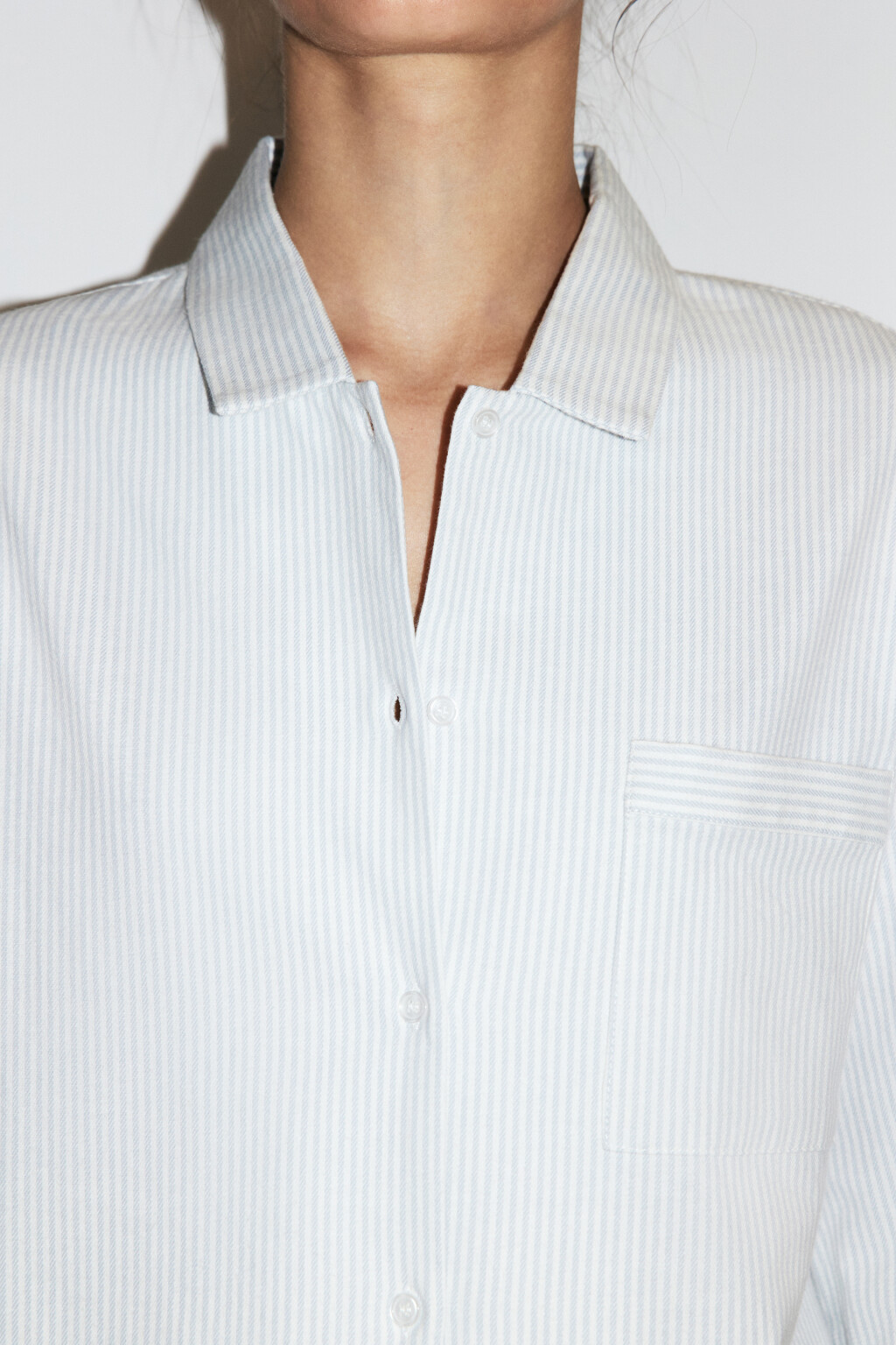 Блузка-рубашка домашняя хлопковая с принтом - цвет голубой - 6