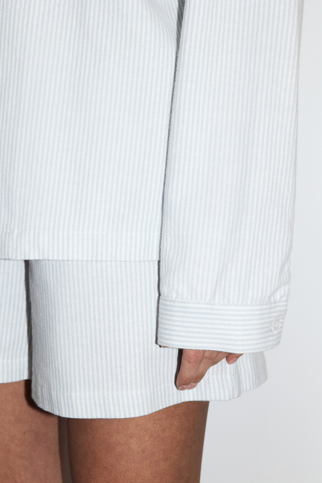 Блузка-рубашка домашняя хлопковая с принтом - цвет голубой - 7