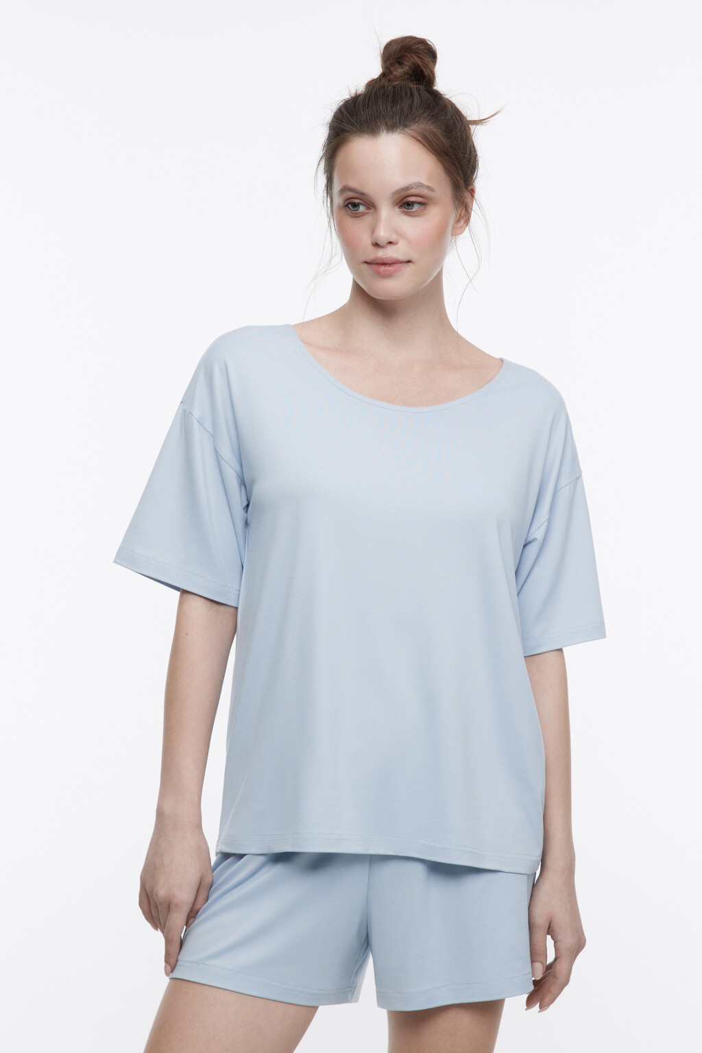 Футболка oversize домашняя трикотажная - цвет голубой - 2