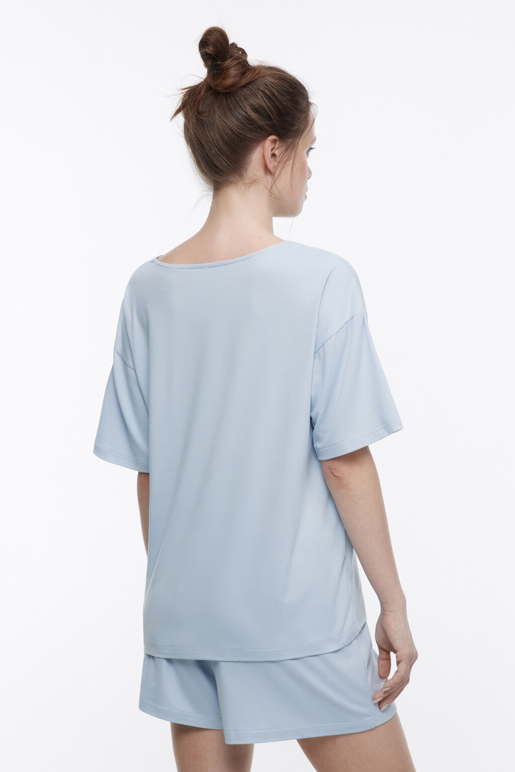 Футболка oversize домашняя трикотажная - цвет голубой - 4