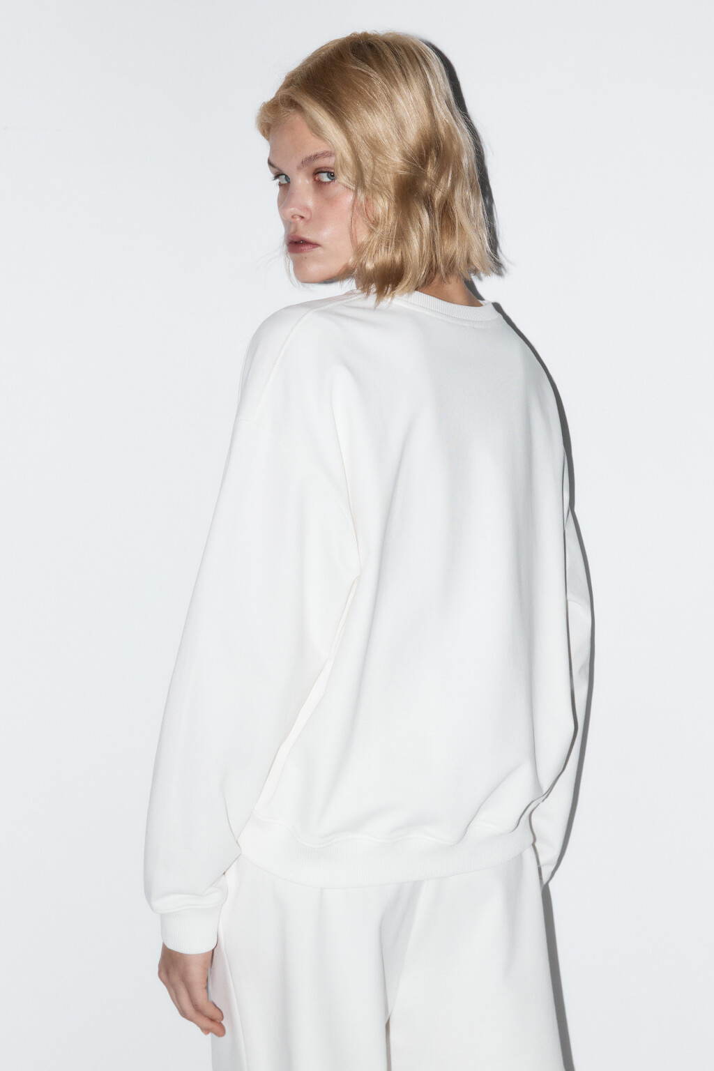 Свитшот домашний хлопковый с принтом - цвет белый - 4