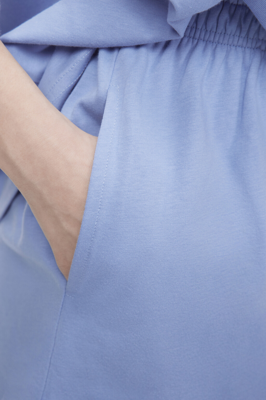 Пижама хлопковая с футболкой и шортами - цвет голубой - 7