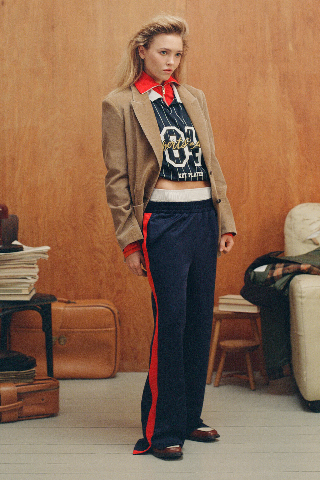 Брюки трикотажные с лампасами - цвет синий - 8