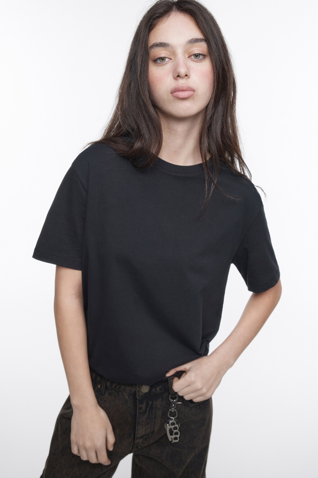 Футболка свободная базовая - цвет черный - 1
