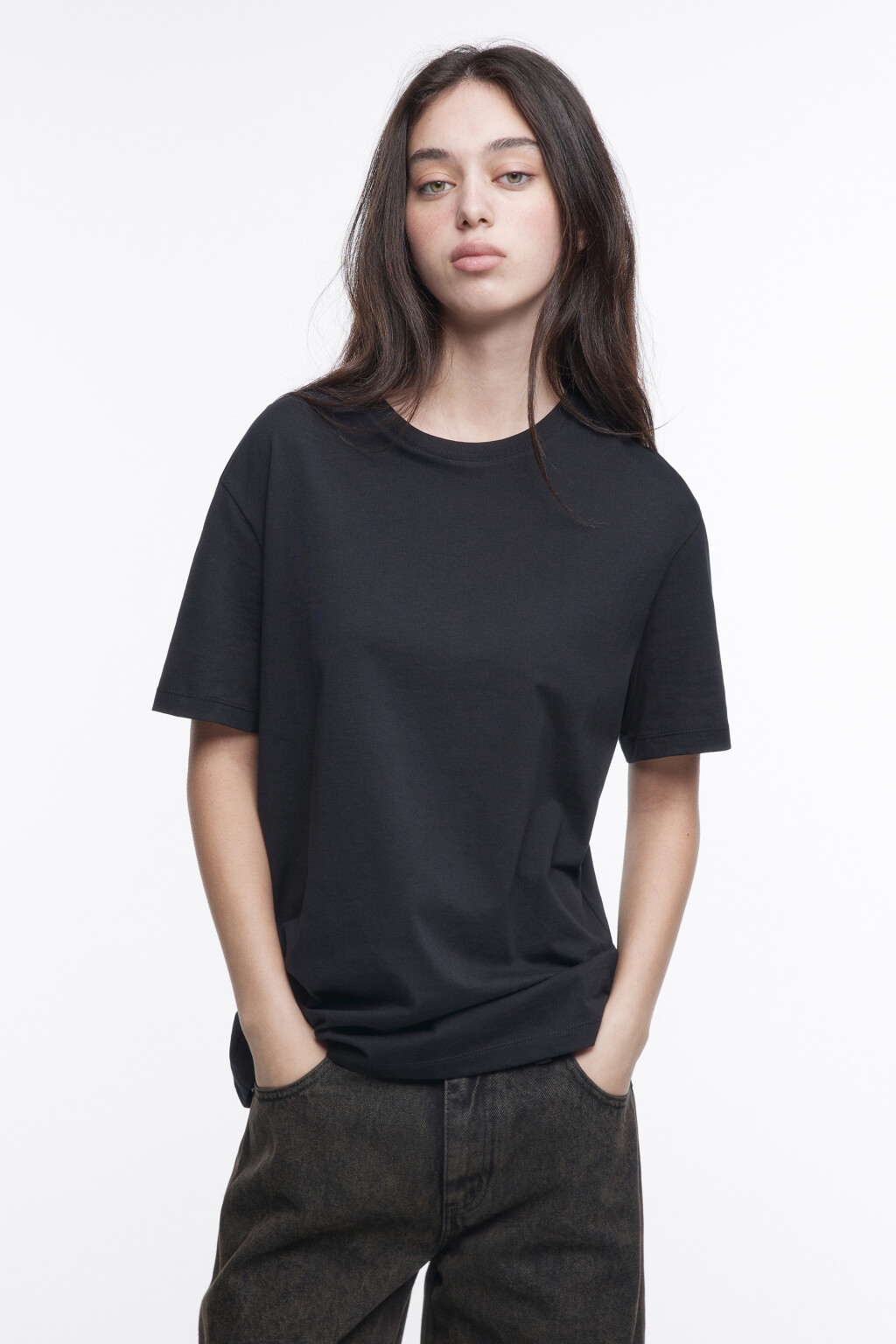 Футболка свободная базовая - цвет черный - 2