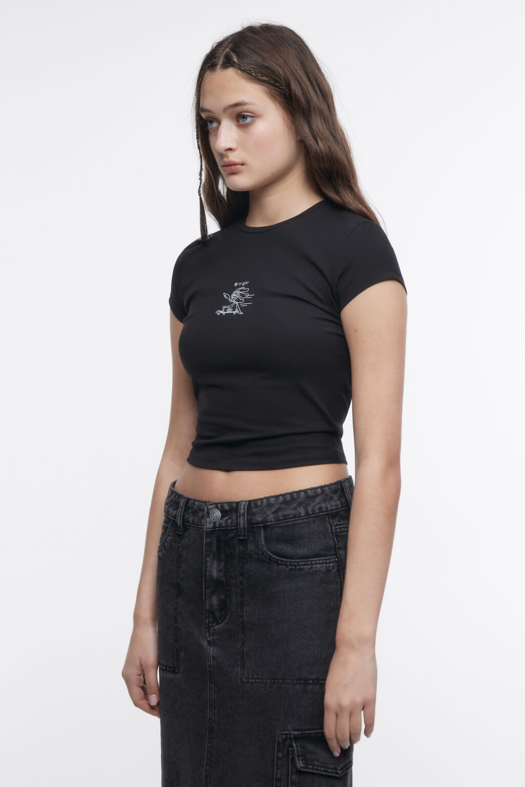 Футболка облегающая с принтом - цвет черный - 2