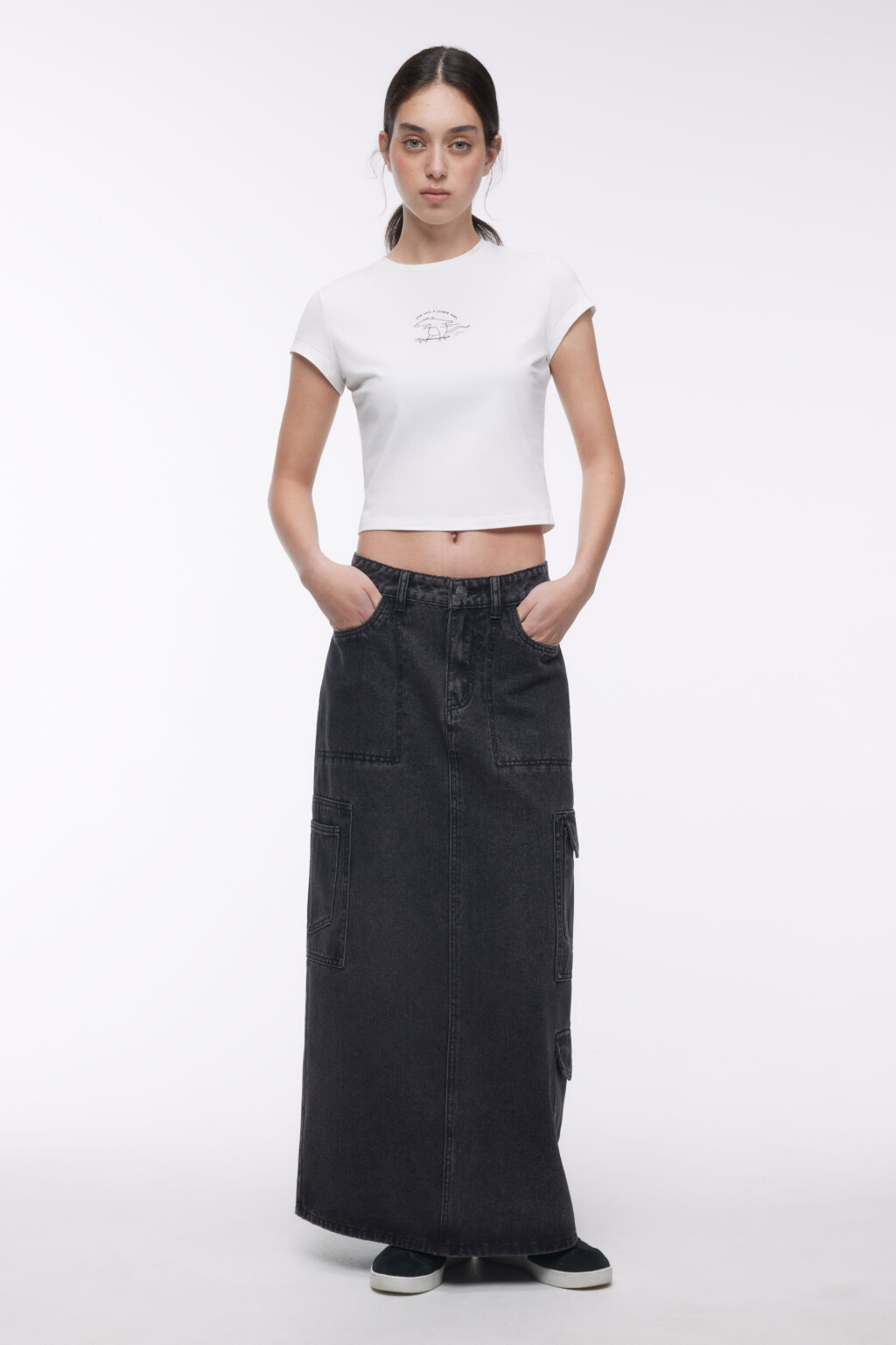 Футболка облегающая с принтом - цвет белый - 5