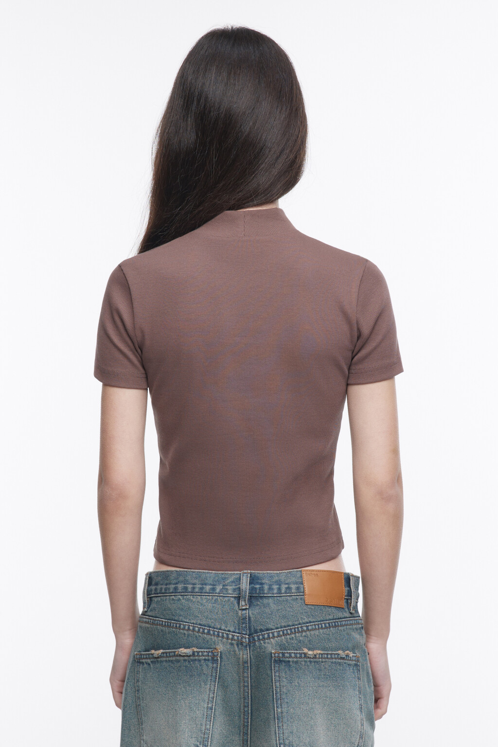 Футболка облегающая с воротником - цвет бежевый - 3