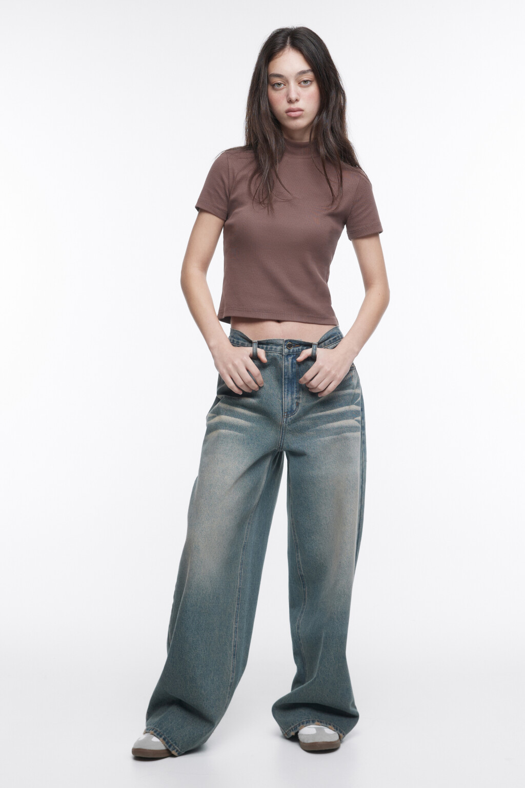 Футболка облегающая с воротником - цвет бежевый - 4