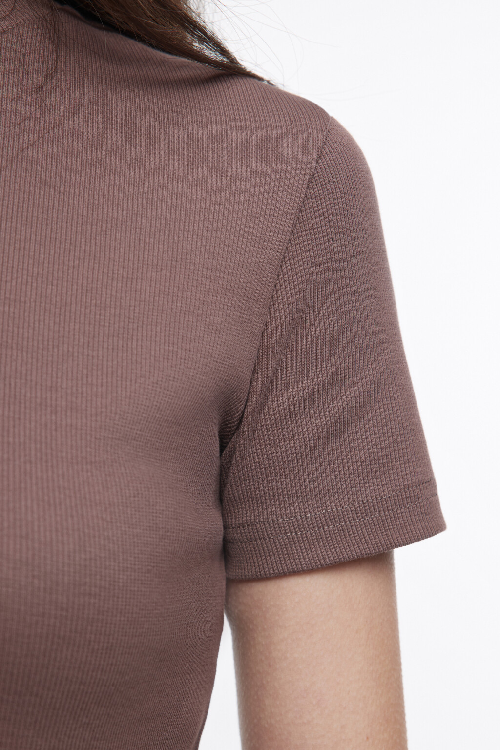 Футболка облегающая с воротником - цвет бежевый - 6