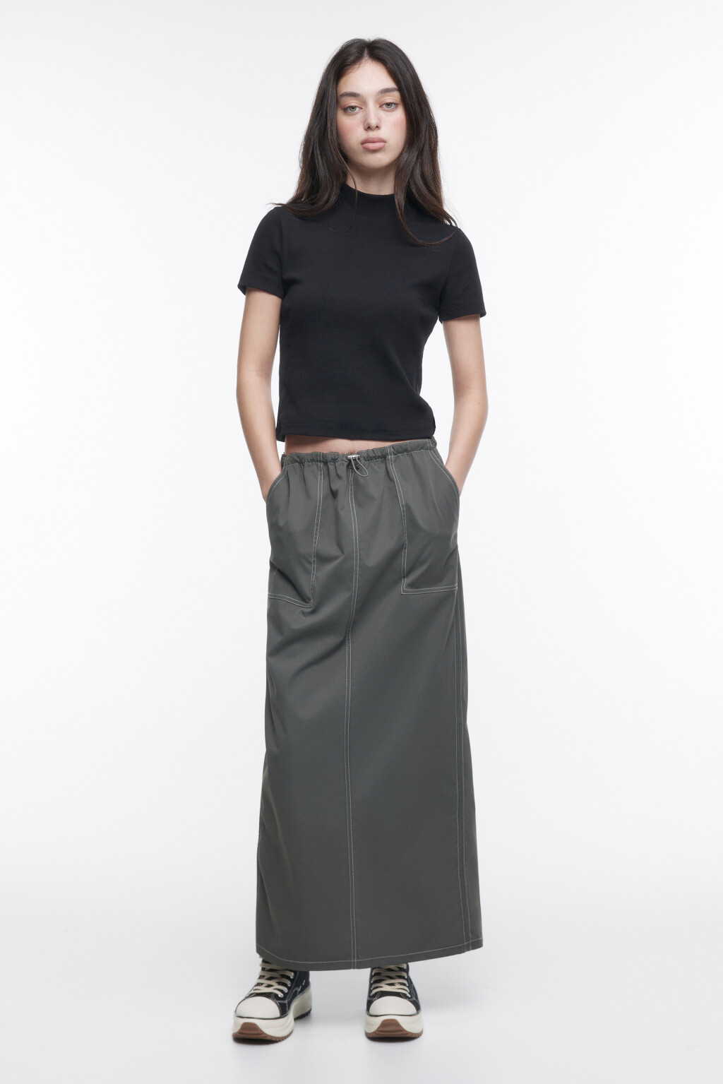 Футболка облегающая с воротником - цвет черный - 4