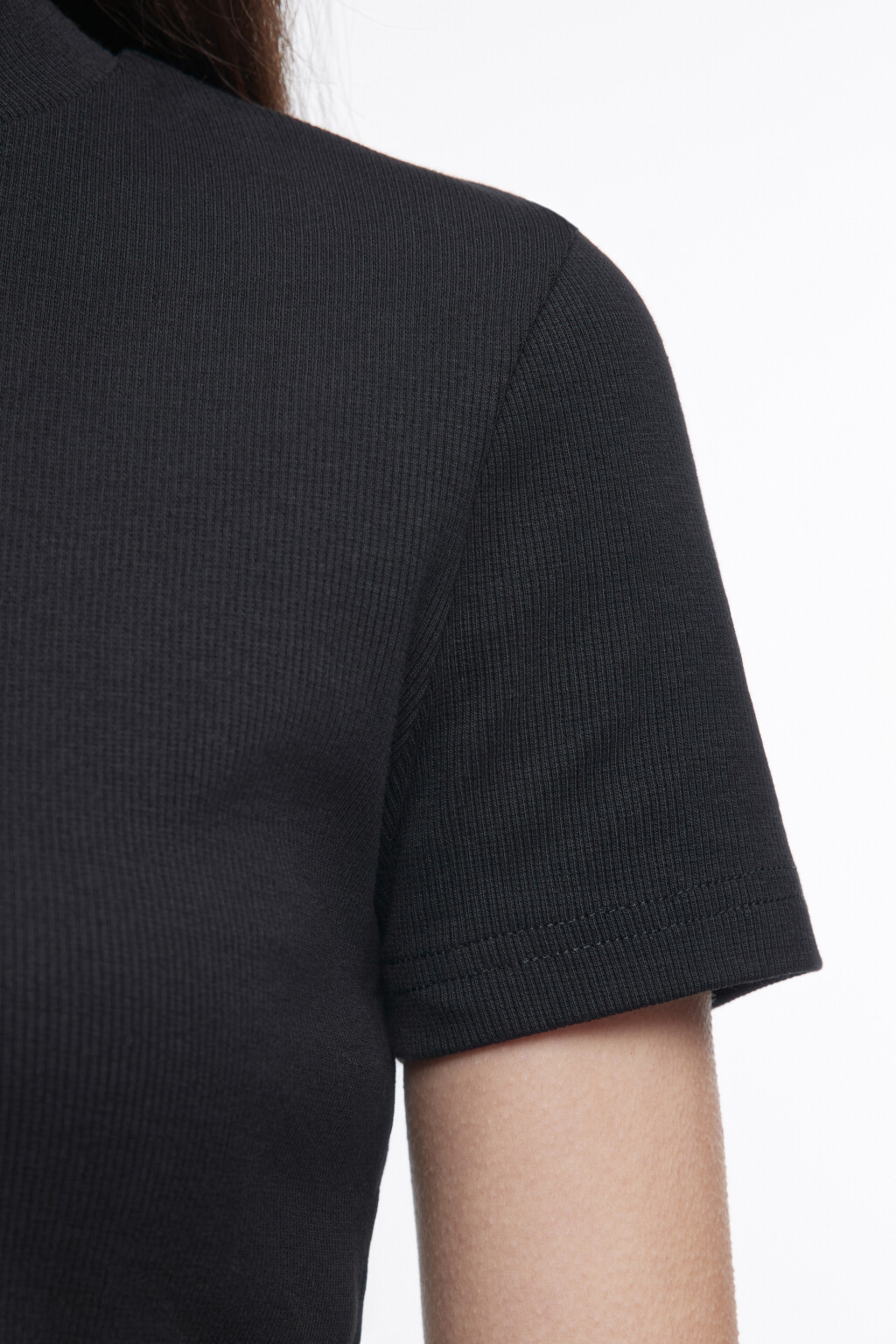 Футболка облегающая с воротником - цвет черный - 6