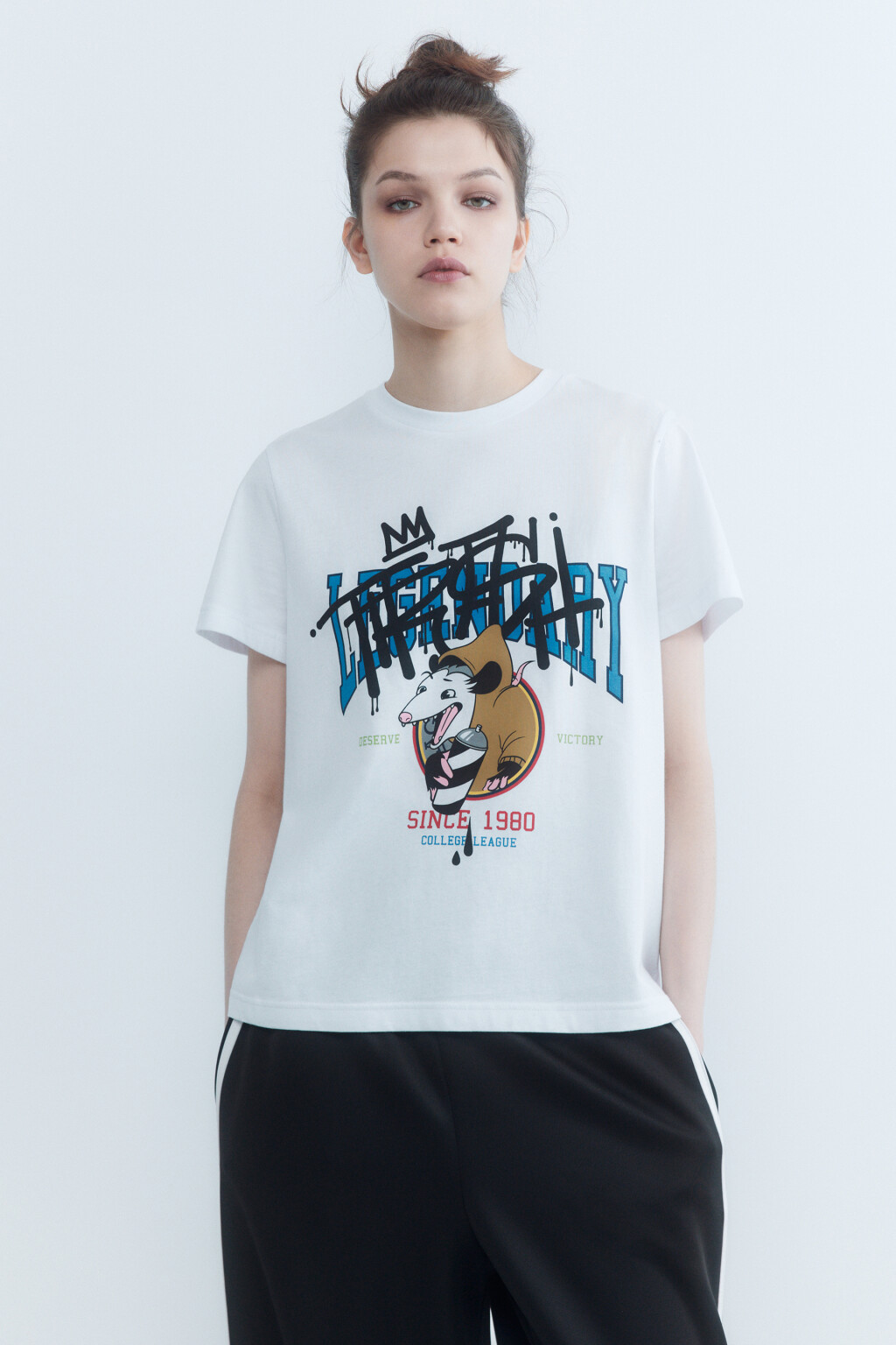 Футболка прямая с принтом - цвет белый - 3