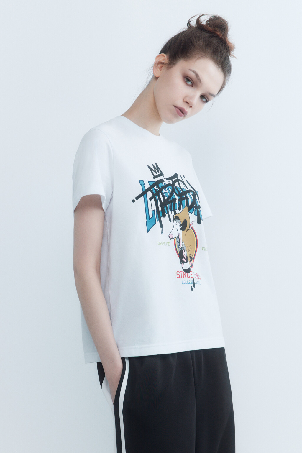 Футболка прямая с принтом - цвет белый - 4