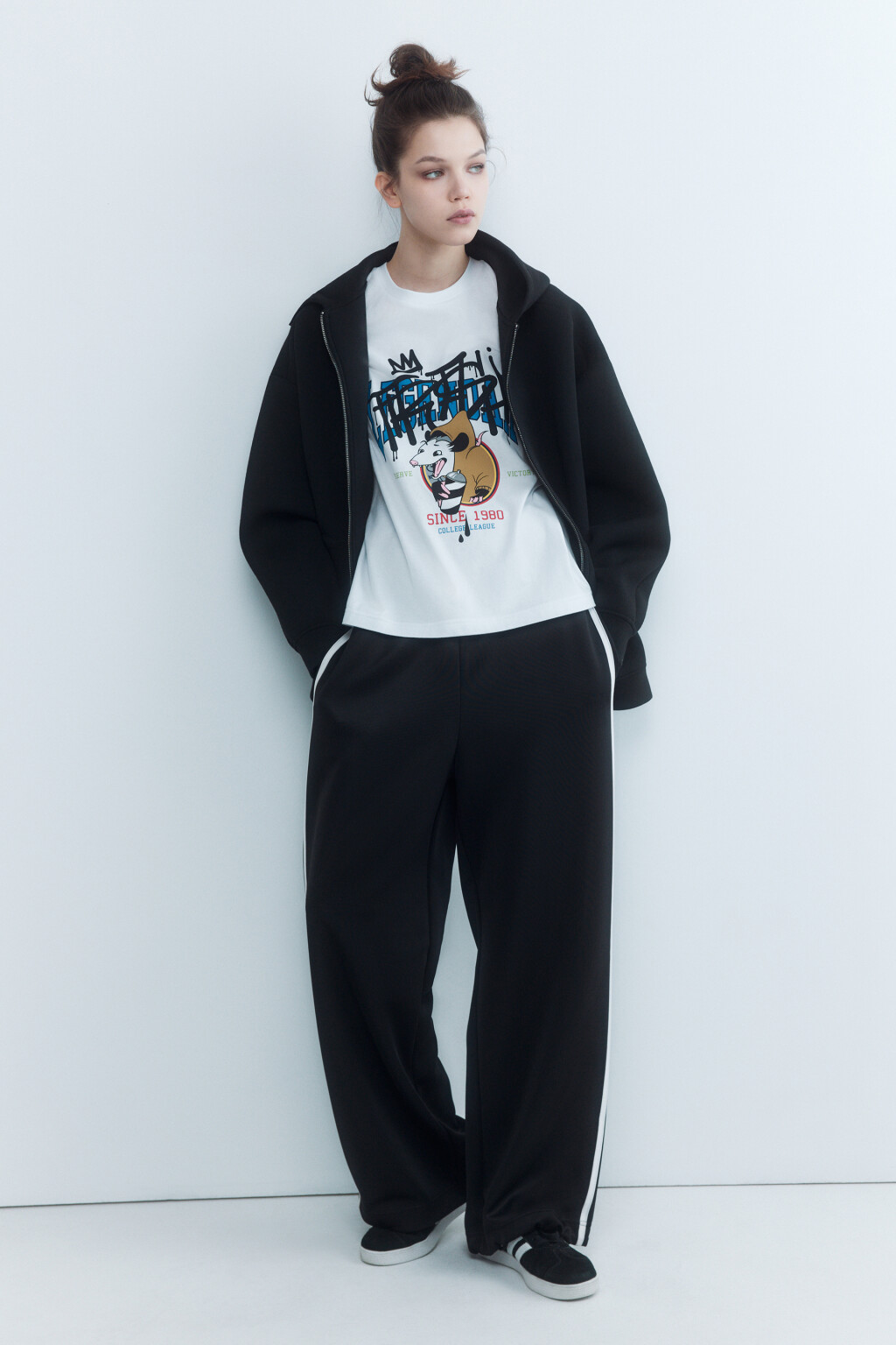 Футболка прямая с принтом - цвет белый - 2