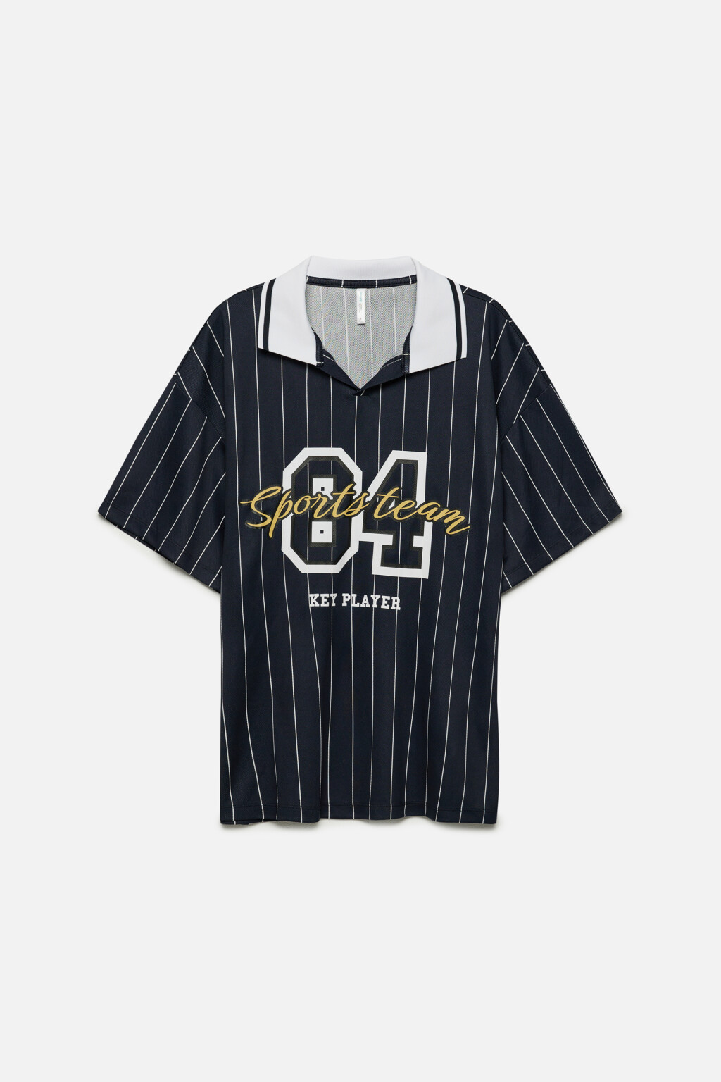 Футболка oversize с воротником-поло и принтом - цвет синий - 8