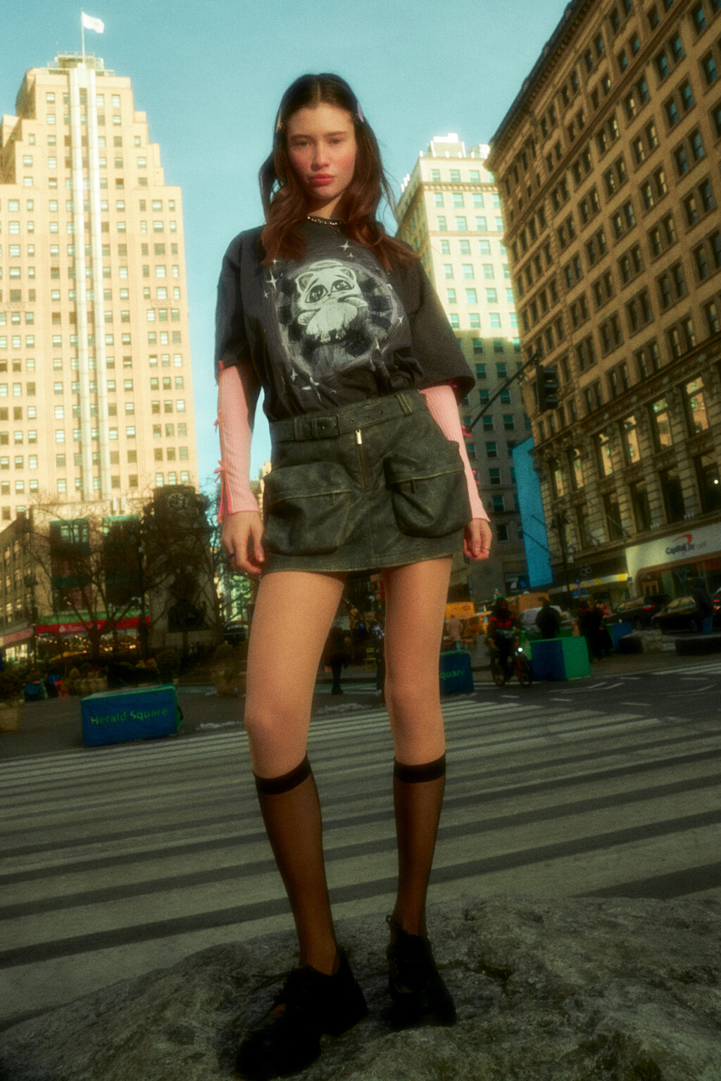 Футболка oversize с котиком-ангелом - цвет серый - 7