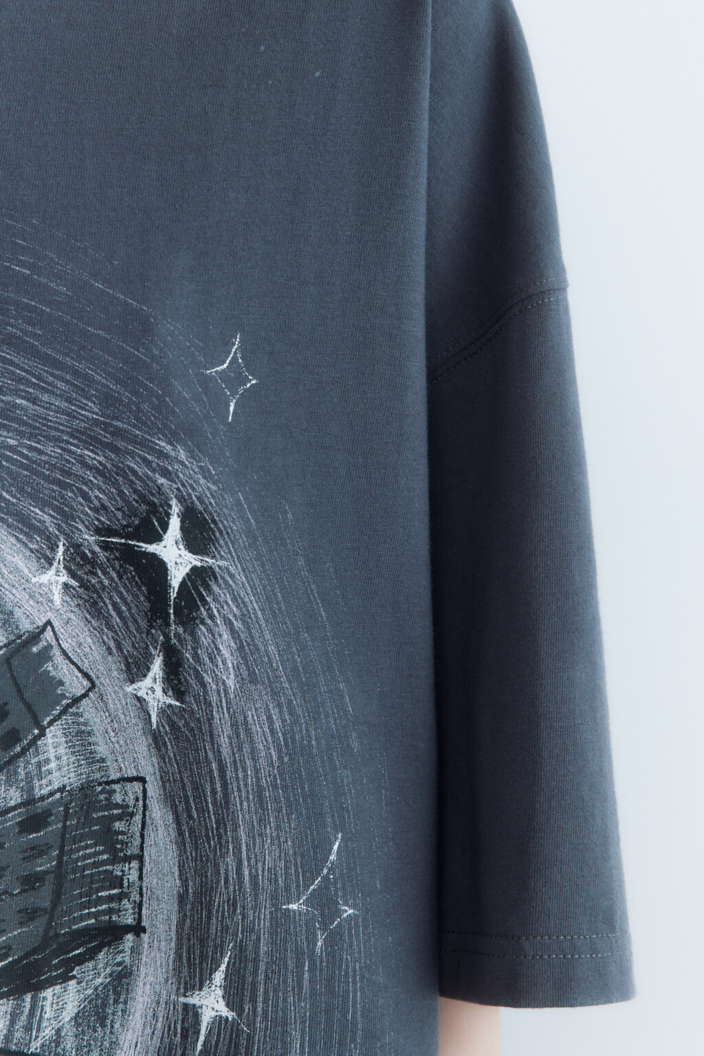 Футболка oversize с котиком-ангелом - цвет серый - 6