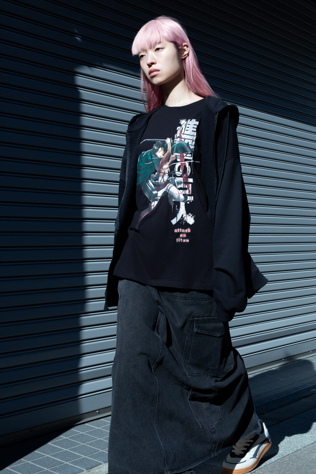 Футболка oversize с принтом Атака титанов - цвет черный - 9