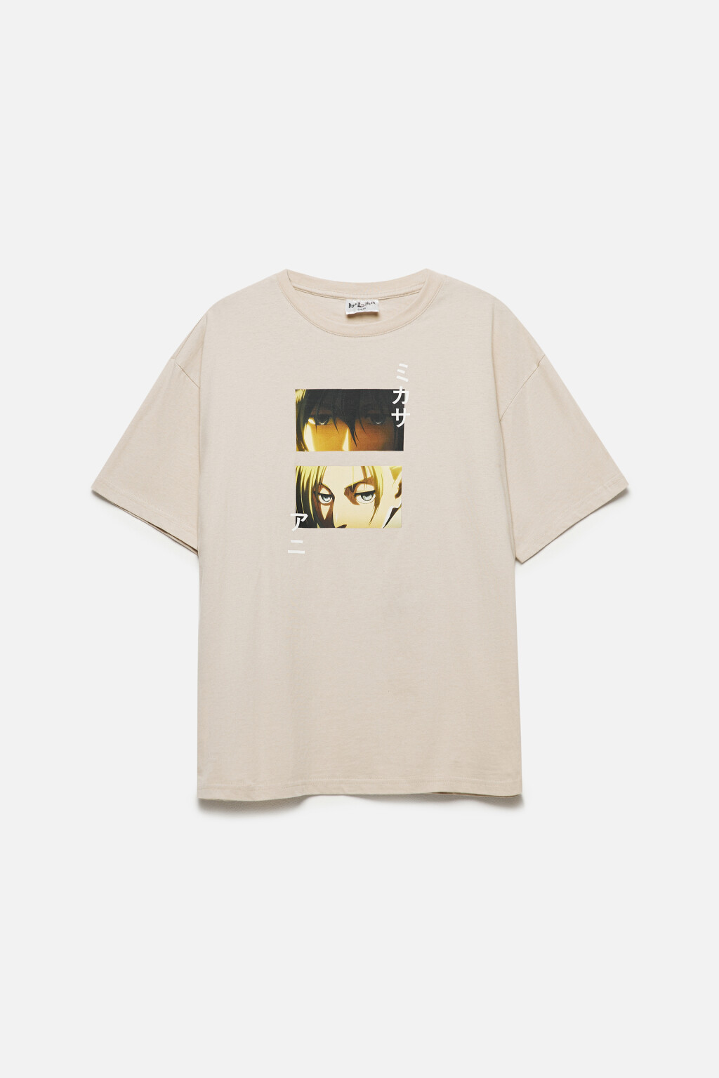 Футболка oversize с принтом Атака титанов - цвет бежевый - 10