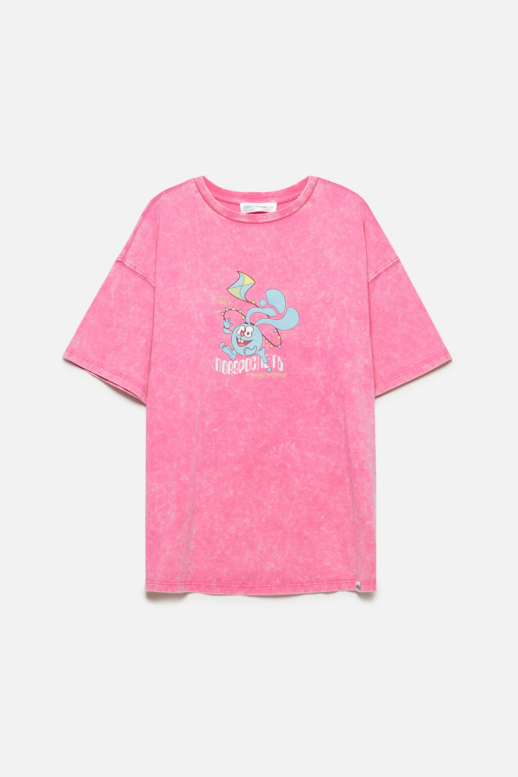 Футболка oversize с принтом Смешарики - цвет розовый - 8