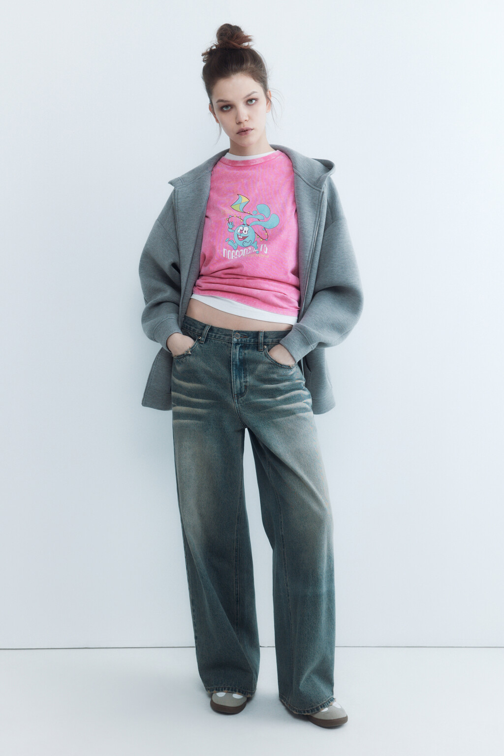 Футболка oversize с принтом Смешарики - цвет розовый - 5