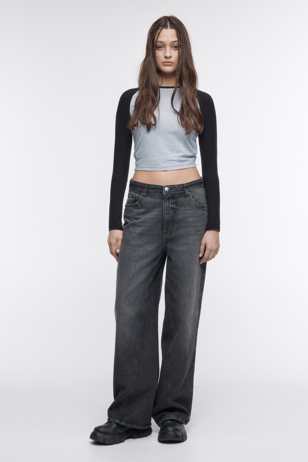 Лонгслив облегающий с рукавами-реглан - цвет черный - 4