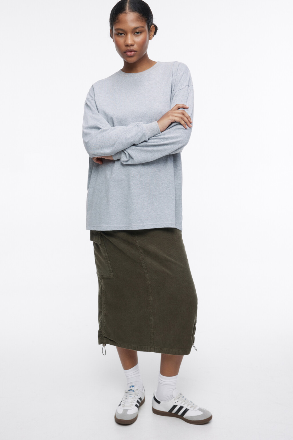 Лонгслив oversize хлопковый - цвет серый - 1