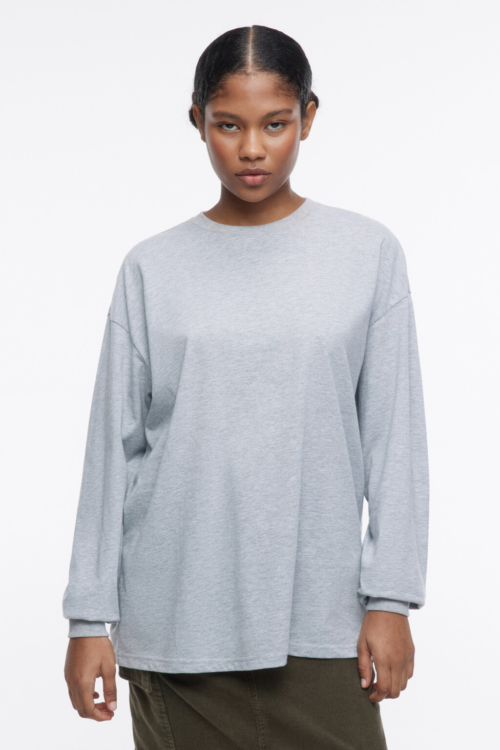 Лонгслив oversize хлопковый - цвет серый - 2