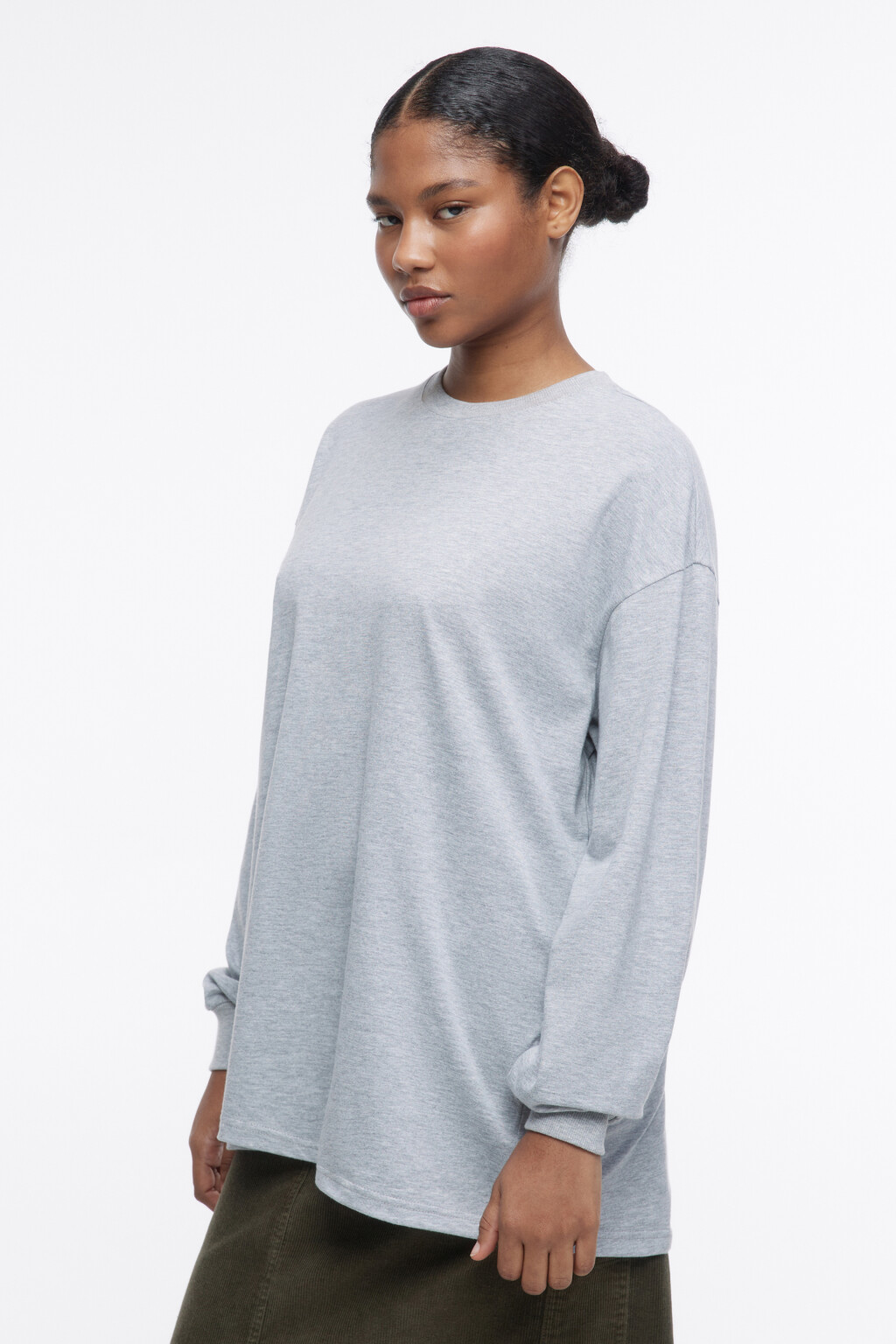 Лонгслив oversize хлопковый - цвет серый - 3