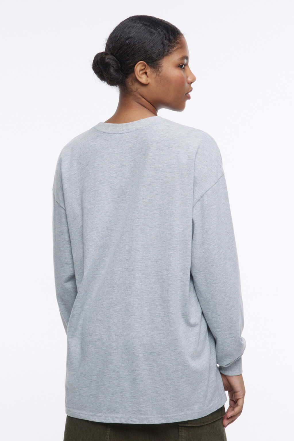 Лонгслив oversize хлопковый - цвет серый - 4