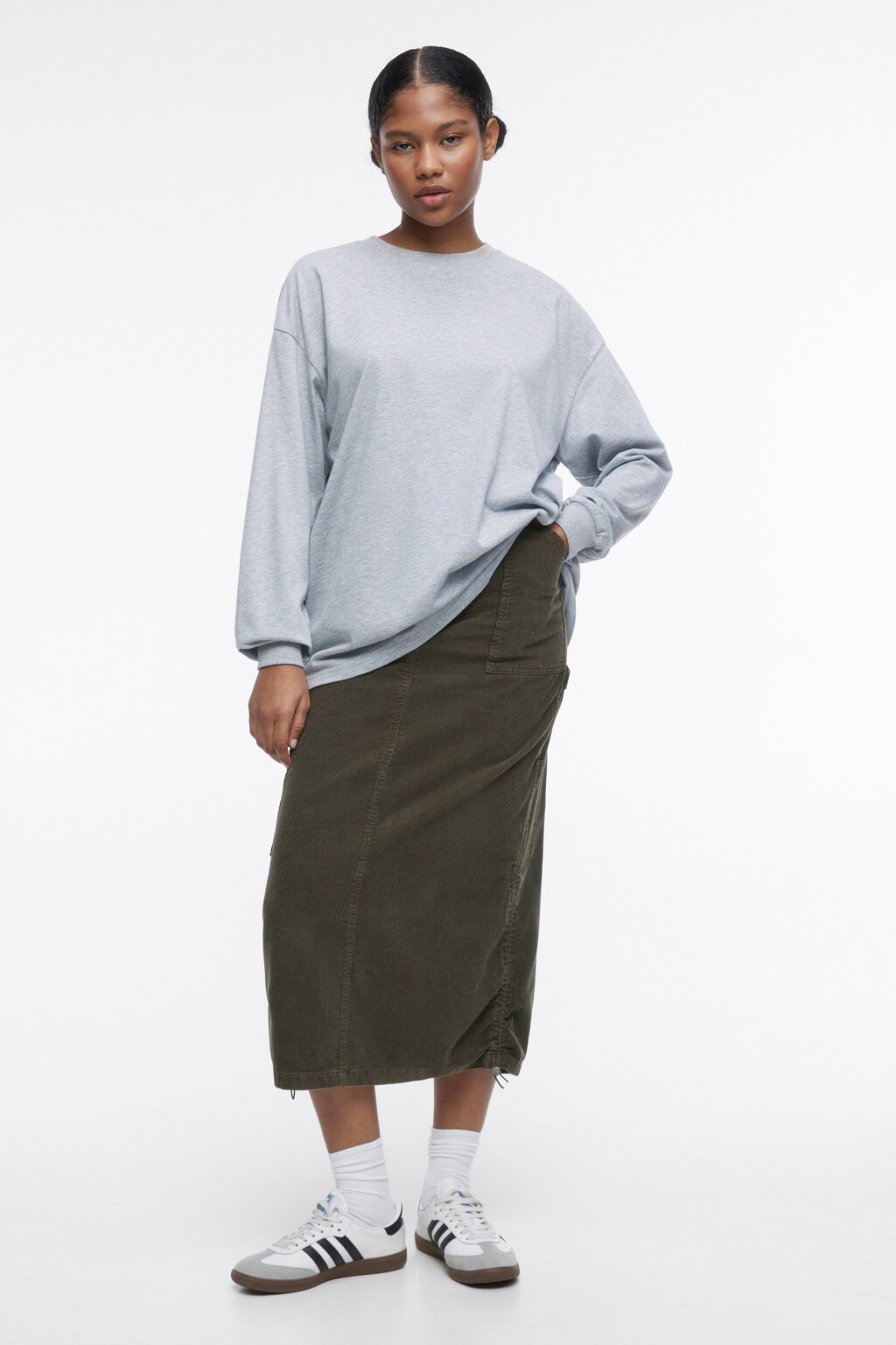 Лонгслив oversize хлопковый - цвет серый - 5